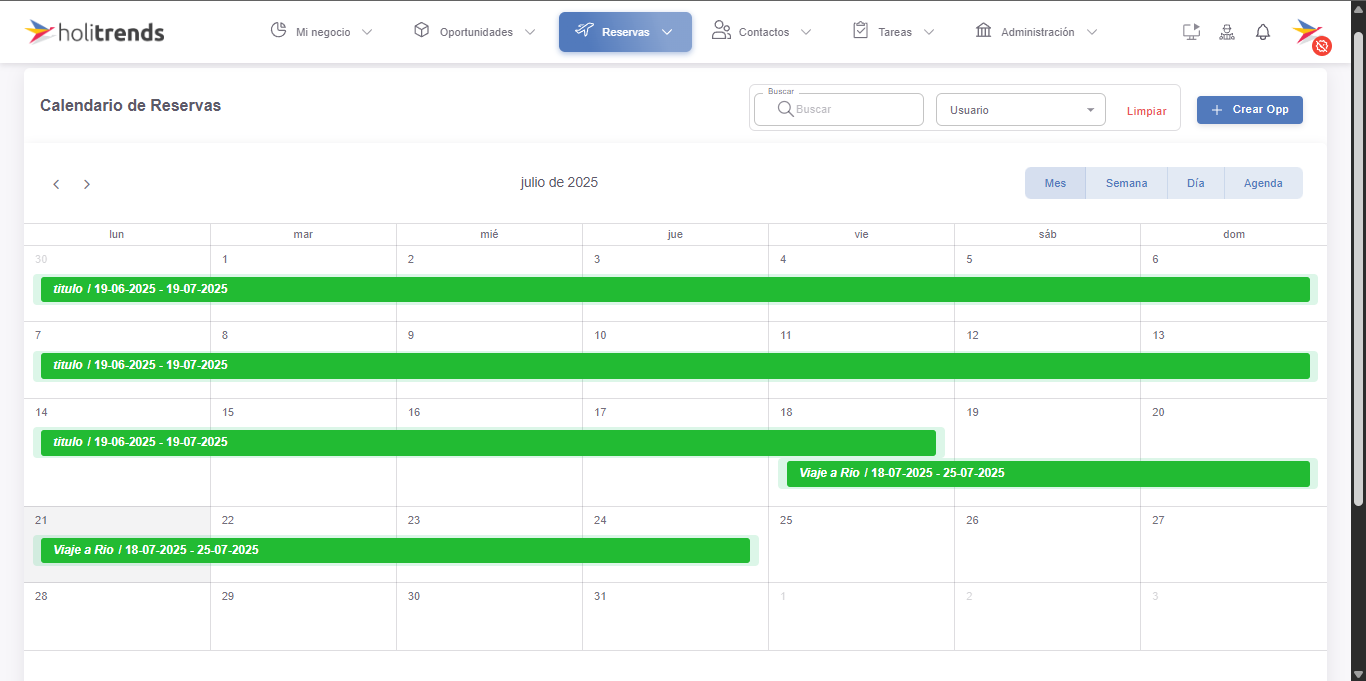 Calendario de reservas