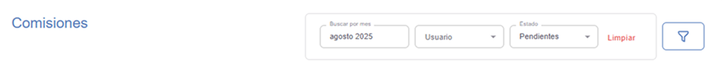 filtros general de comisiones