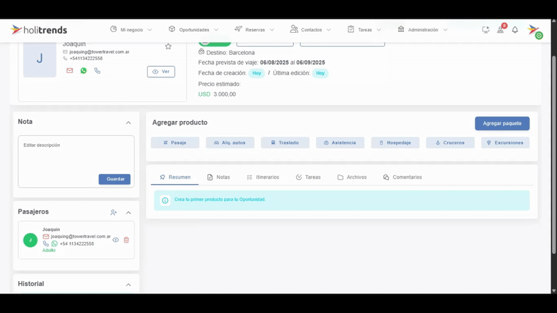 Creación de alquiler de auto
